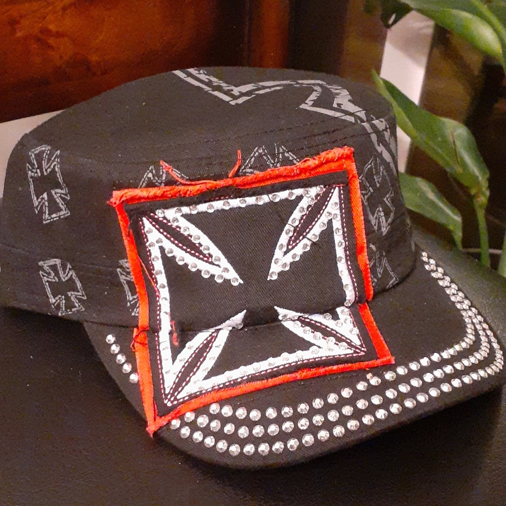 Rhinestone cadet hat- Chopper black
